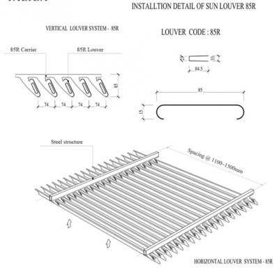 Σύγχρονο Sunshade κάθετο Louver ήλιων αλουμινίου για την οικοδόμηση διακοσμητική